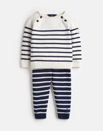 Joules, Baby Girl Apparel - Outfit Sets,  Joules George Navy Cream Stripe Knitted Top and Pants Set