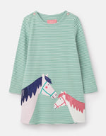 Joules, Girl - Dresses,  Joules Kaye Green Double Horse Applique Dress