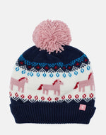 Joules, Accessories - Hats,  Fallbury Navy Unicorn Fairisle Hat