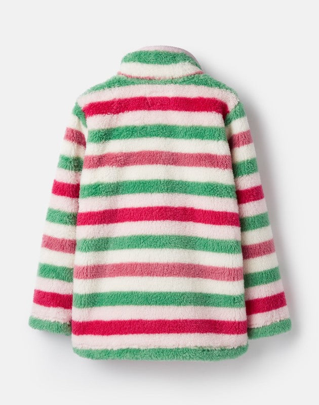 Joules, Girl - Outerwear,  Joules Merridie Pink Stripe Half Zip Fleece