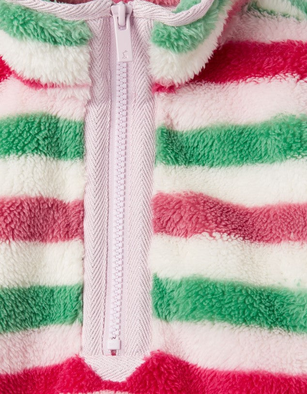 Joules, Girl - Outerwear,  Joules Merridie Pink Stripe Half Zip Fleece