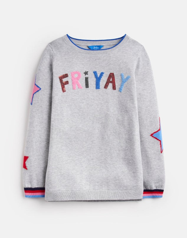 Joules, Girl - Sweaters,  Joules Miranda Grey Friyay Intarsia Sweater