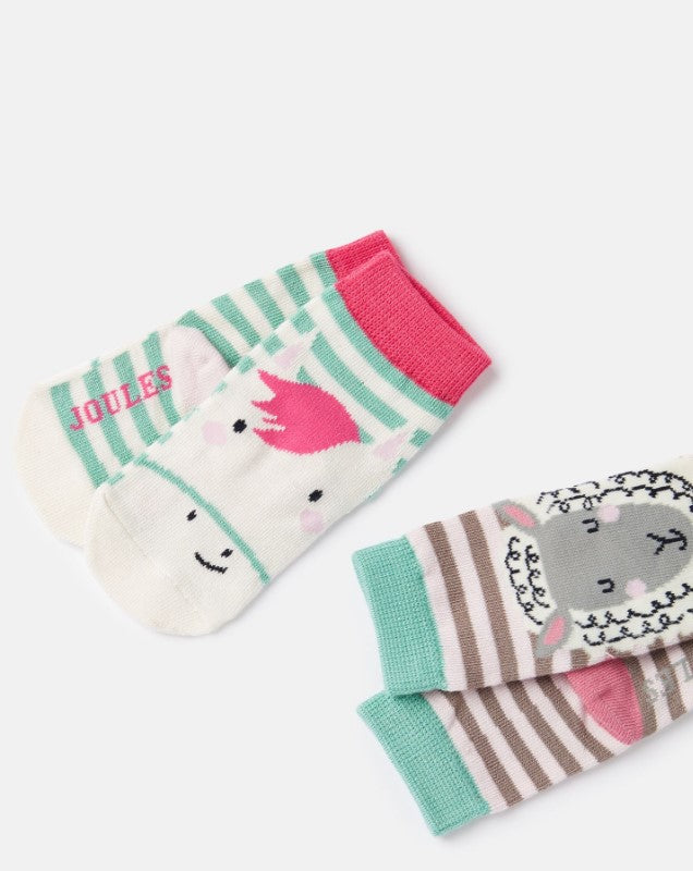 Joules, Accessories - Socks,  Joules Neat Feet Pink Horse Sheep 2 Pack Character Socks