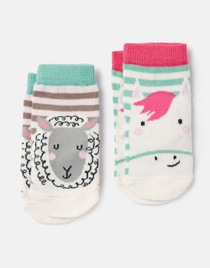 Joules, Accessories - Socks,  Joules Neat Feet Pink Horse Sheep 2 Pack Character Socks