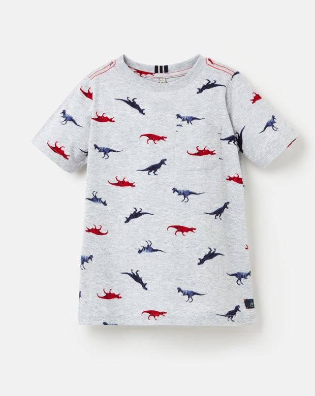 Joules, Boy - Tees,  Joules Olly Grey Dinosaurs Printed Tee