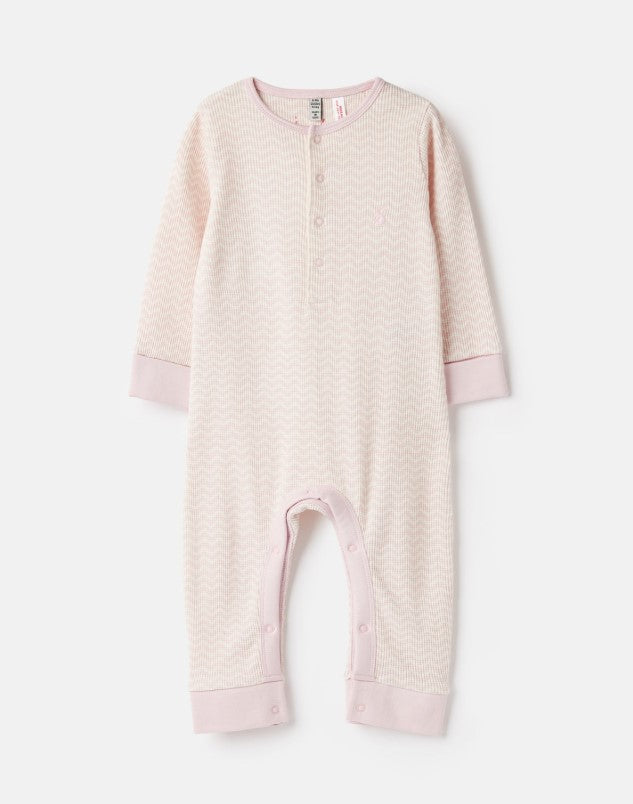 Joules, Baby Girl Apparel - Rompers,  Joules Peepa Pink Cream Zigzag Waffle Romper