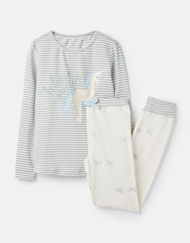 Joules, Girl - Pajamas,  Joules Sleepwell Silver Believe Unicorn Pajama Set