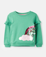 Joules, Girl - Outerwear,  Joules Tiana Green Sequin Rainbow Sweatshirt