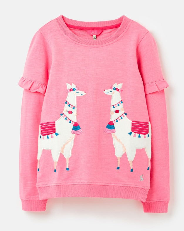 Joules, Girl - Shirts & Tops,  Joules Tiana Pink Llama Long Sleeve Top