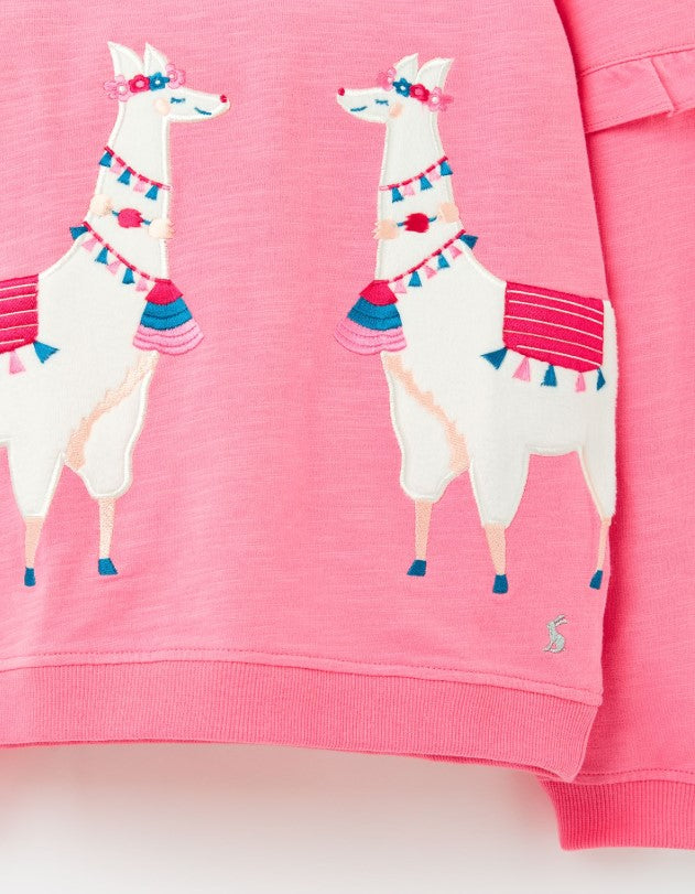 Joules, Girl - Shirts & Tops,  Joules Tiana Pink Llama Long Sleeve Top