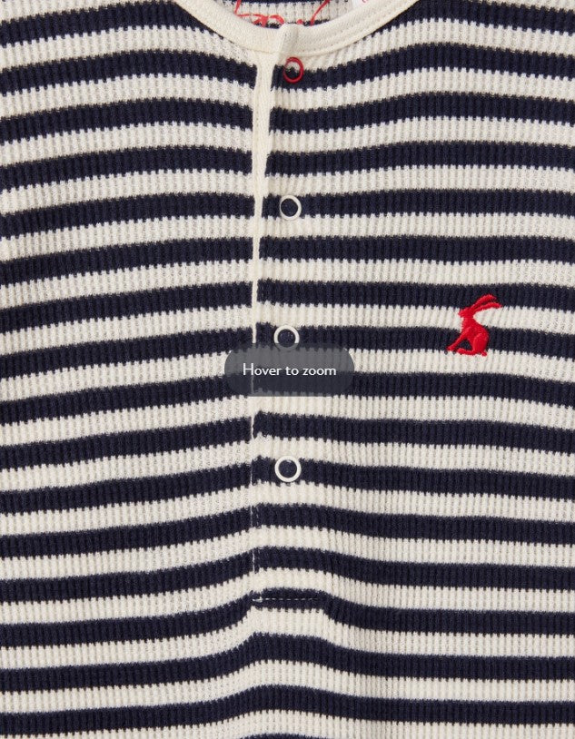 Joules, Baby Boy Apparel - Rompers,  Joules Webley Navy Stripe Waffle Babygrow