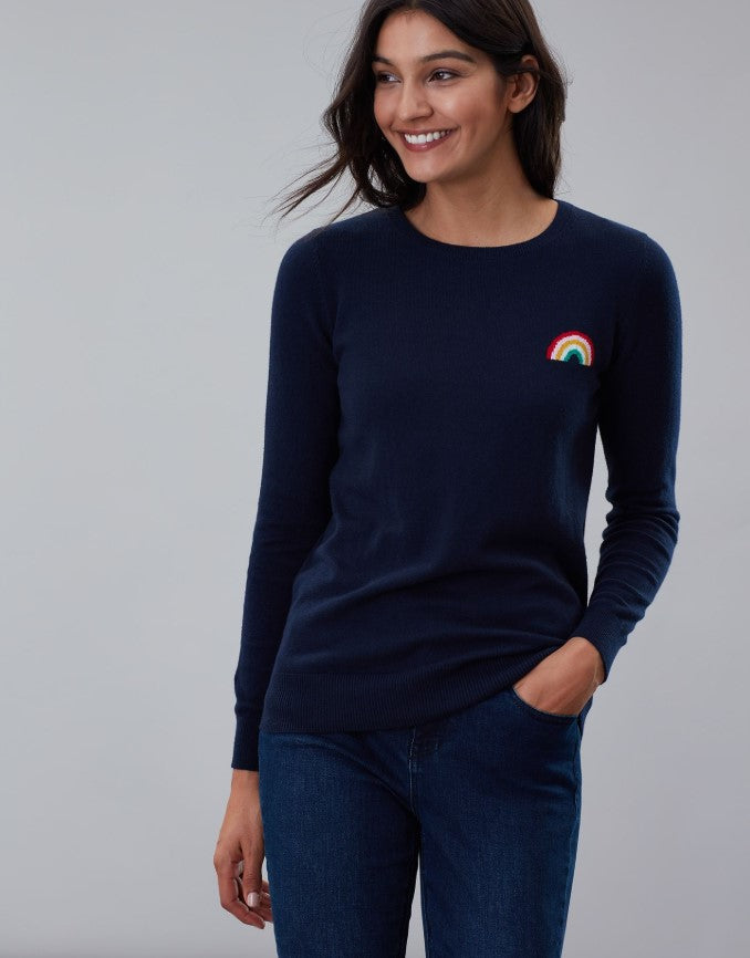 Joules, Women - Shirts & Tops,  Joules Asha Crew Neck Navy Rainbow Sweater