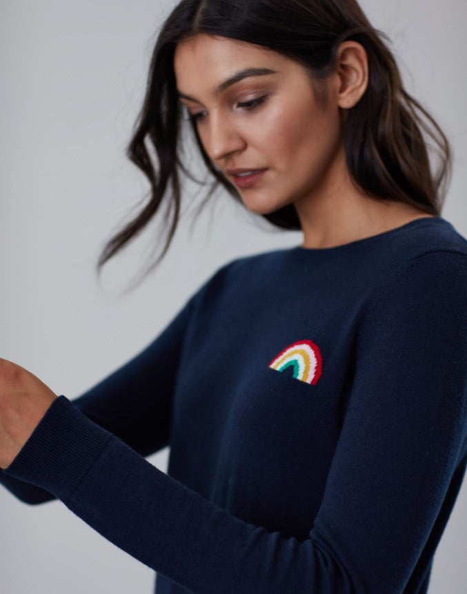 Joules, Women - Shirts & Tops,  Joules Asha Crew Neck Navy Rainbow Sweater