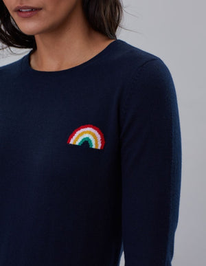 Joules, Women - Shirts & Tops,  Joules Asha Crew Neck Navy Rainbow Sweater