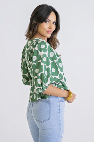 Floral Poplin Puff Sleeve Top - Eden Lifestyle