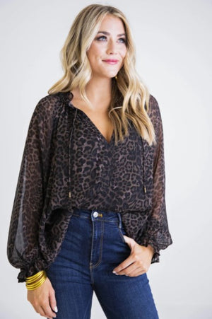 Karlie, Women - Shirts & Tops,  Leopard Chiffon Top
