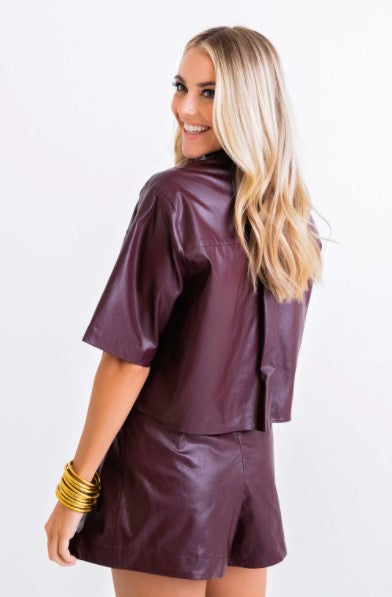 Karlie, Women - Denim,  Solid Pleather Short