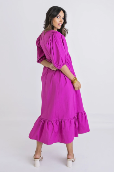 Poplin Vneck Maxi Dress - Eden Lifestyle