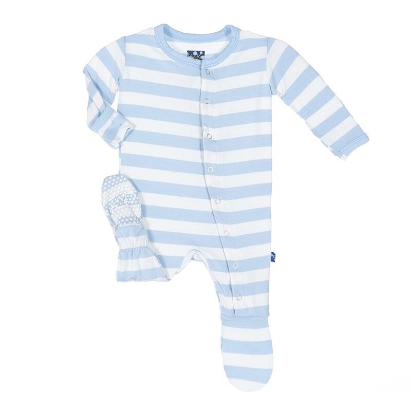 KicKee Pants, Baby Boy Apparel - One-Pieces,  KicKee Pants - Basic Footie - Pond Stripe
