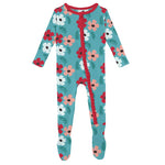 Kickee Pants Print Muffin Ruffle Footie with Zipper in Glacier Wildflowers - Eden Lifestyle