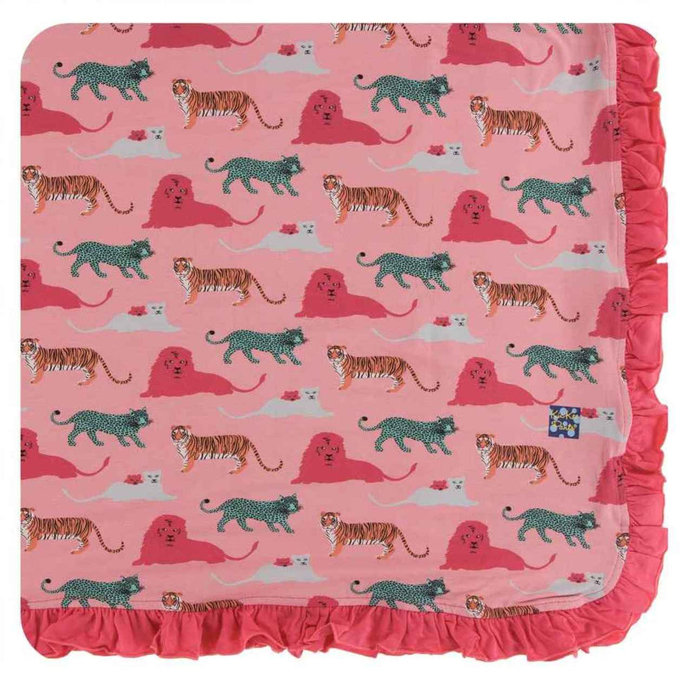 KicKee Pants, Baby - Blankets,  Kickee Pants - Print Ruffle Toddler Blanket - Strawberry Big Cats