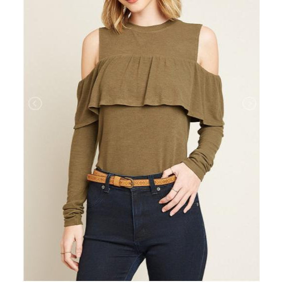 Hayden LA, Women - Shirts & Tops,  Kiki Cold shoulder sweater - Olive