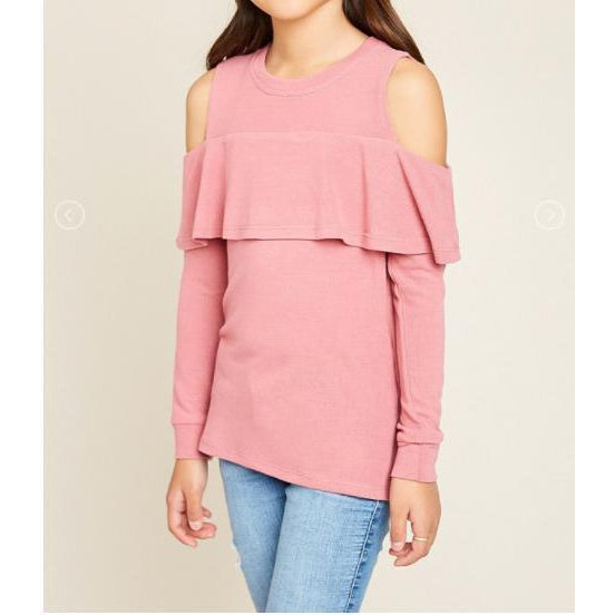 Hayden LA, Girl - Shirts & Tops,  Kiki Cold shoulder sweater - Pink