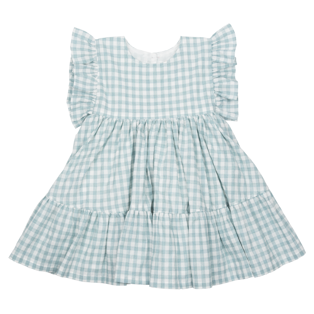 Pink Chicken, Girl - Dresses,  Pink Chicken Kit Dress Dusty Teal Gingham