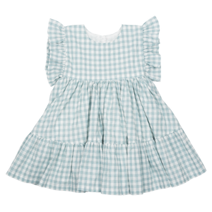 Pink Chicken, Girl - Dresses,  Pink Chicken Kit Dress Dusty Teal Gingham