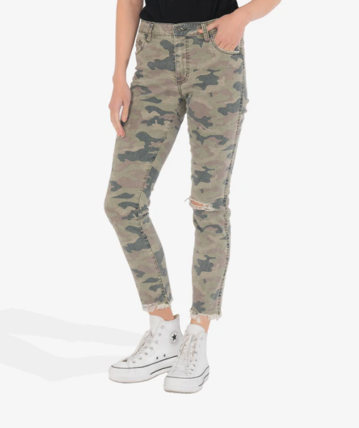 KUT from the Kloth Reese High Rise Fab Ab Ankle Straight Leg (Camo) - Eden Lifestyle