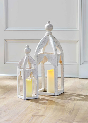 Mud Pie White Crown Lantern Set - Eden Lifestyle