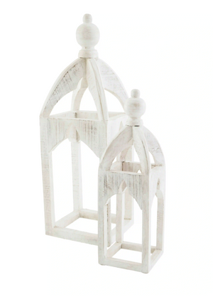 Mud Pie White Crown Lantern Set - Eden Lifestyle