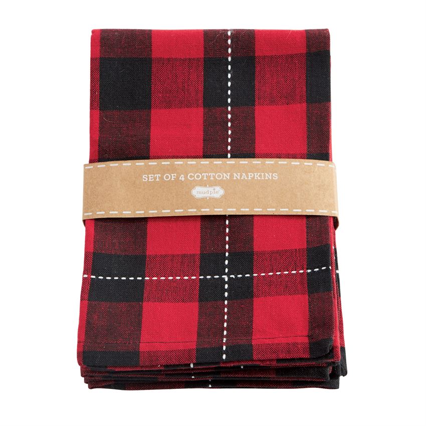 Mud Pie, Home - Decorations,  Mud Pie - Red Buffalo Check Napkins