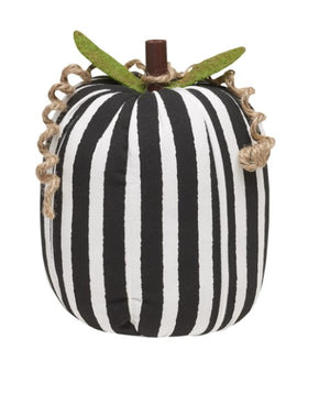 Collins, Home - Decorations,  Large Black & White Stripe Pumpkin