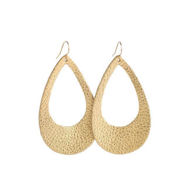 Hue & Hyde, Accessories - Jewelry,  Gold Metallic Cut-Out Leather Earrings