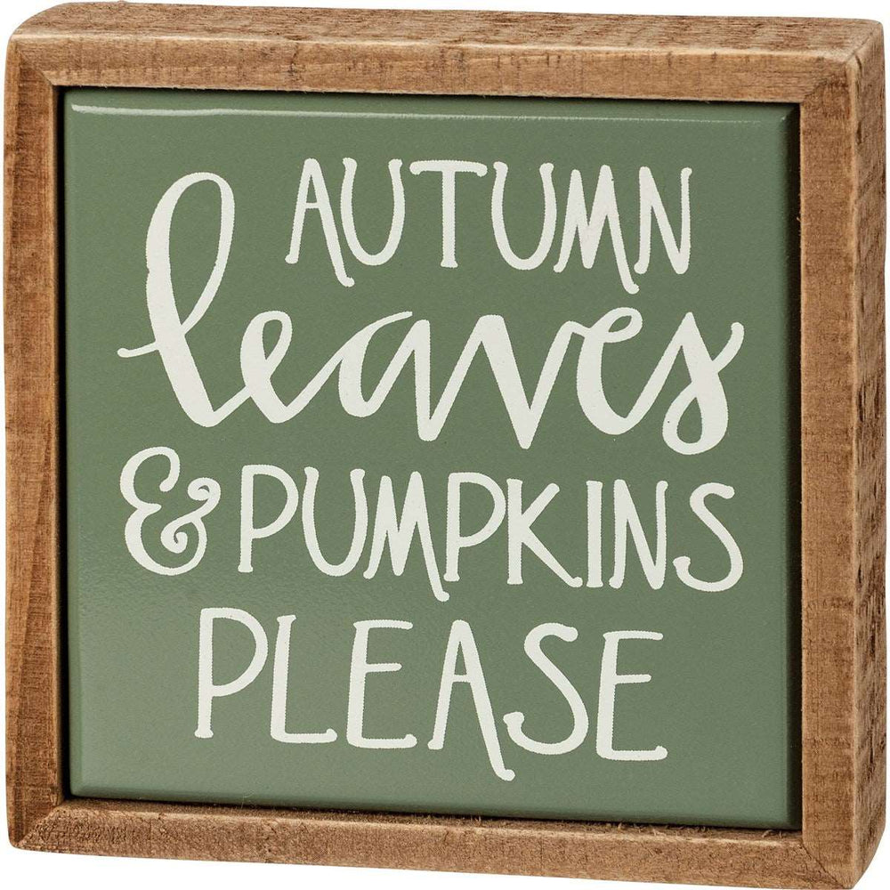 Autumn Leaves Mini Block Sign - Eden Lifestyle