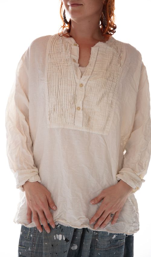 Magnolia Pearl, Magnolia Pearl,  Magnolia Pearl Linen Ford Tux Shirt with Button Placket and Pintuck Bib Top 521