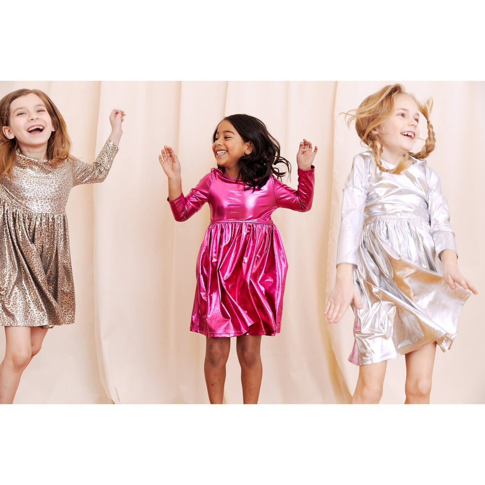 Pink Chicken, Girl - Dresses,  Pink Chicken Liza Lame Dress Pink Metallic