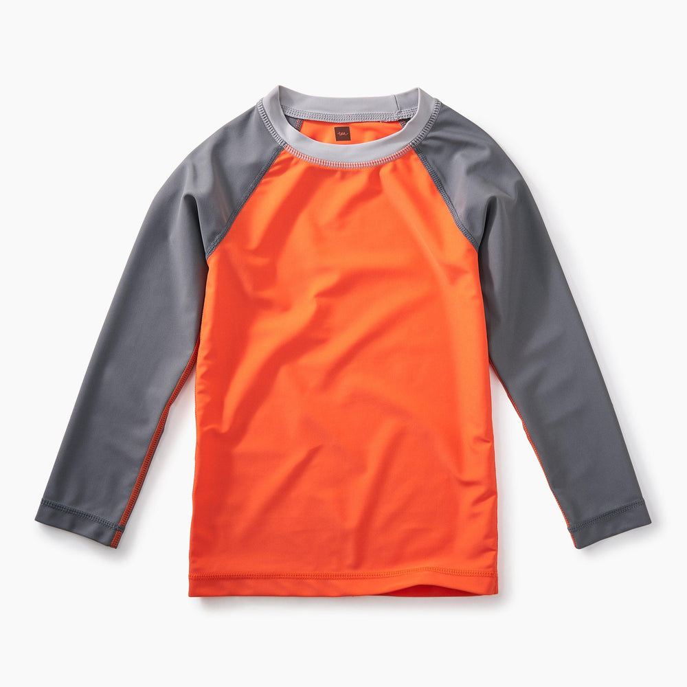 Tea Collection, Boy - Swimwear,  Long Sleeve Raglan Rashgard - Nectarine