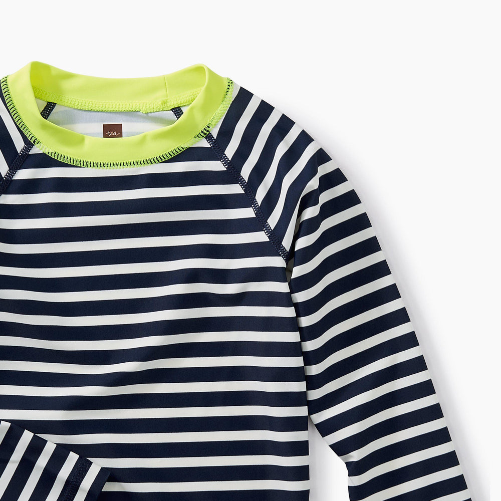 Tea Collection, Boy - Swimwear,  Long Sleeve Striped Indigo Rash Guard