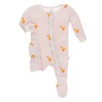 KicKee Pants, Baby Girl Apparel - One-Pieces,  KicKee Pants - Muffin Ruffle Footie with Zipper - Macaroon Puddle Duck
