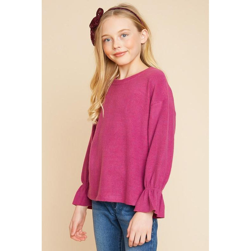 Hayden LA, Girl - Shirts & Tops,  Magenta Bell Sleeve