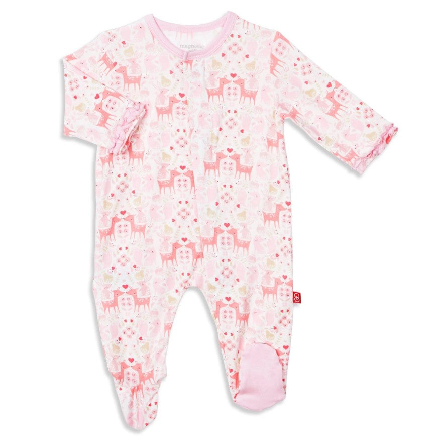 Magnificent Baby, Baby Girl Apparel - Pajamas,  Magnetic Me by Magnificent Baby Flora and Fawna Modal Magnetic Footie
