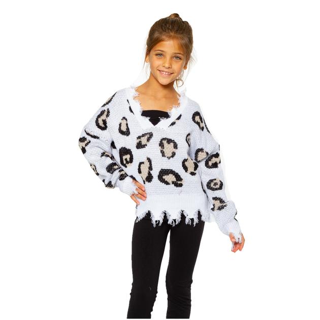 Malibu Sugar, Girl - Sweaters,  White Leopard Sweater