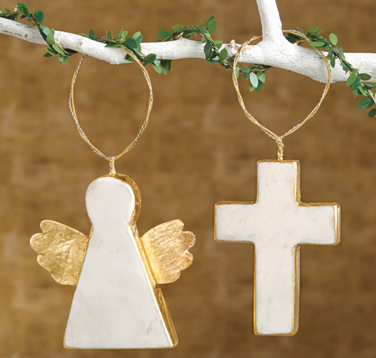 Mud Pie Marble Cross Ornament - Eden Lifestyle