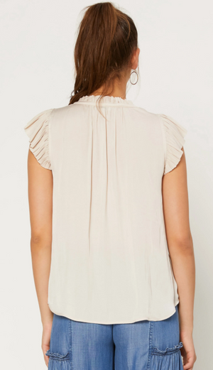 Margot Ecru Pleated Sleeve Blouse - Eden Lifestyle