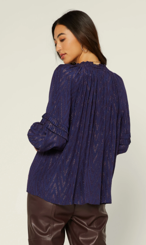 Metallic Chevron Blouse - Eden Lifestyle