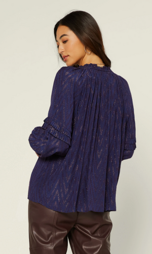Metallic Chevron Blouse - Eden Lifestyle