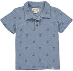 Me & Henry, Boy - Shirts,  Me & Henry - Blue Henry Dog Print Polo