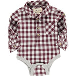 Me & Henry, Baby Boy Apparel - One-Pieces,  Me and Henry - Wine Plaid Woven Onesie